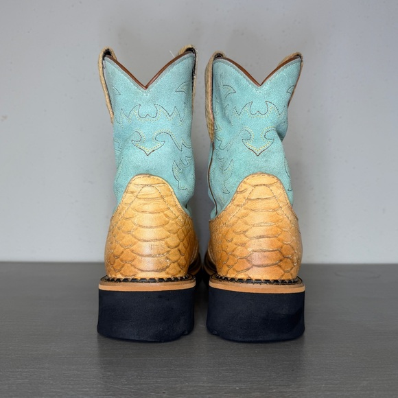 Ariat Fatbaby Heritage 14825 Snakeskin Aqua Leather Western Boots Womens Sz 6 B - Picture 5 of 9